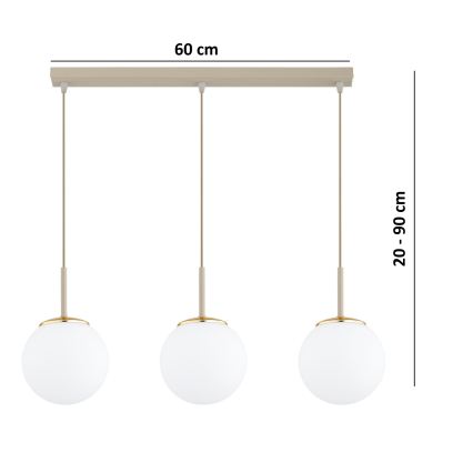 Brilagi - Lustră pe cablu MILO 3xE27/60W/230V bej/auriu