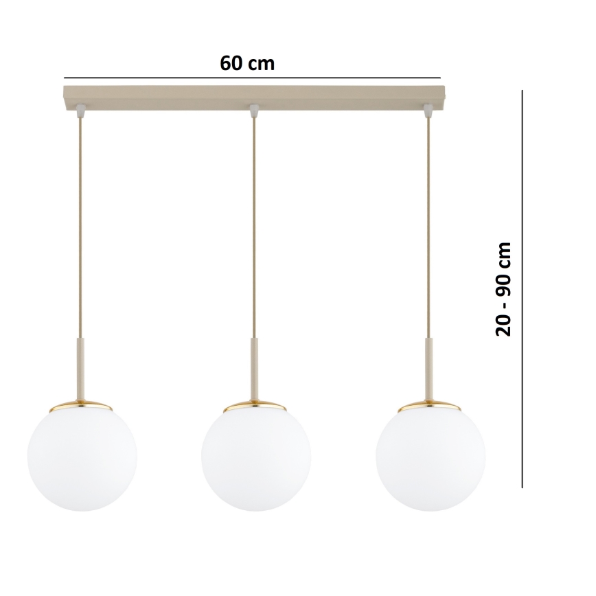 Brilagi - Lustră pe cablu MILO 3xE27/60W/230V bej/auriu