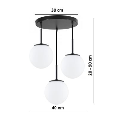 Brilagi - Lustră pe cablu MILO 3xE27/60W/230V neagră