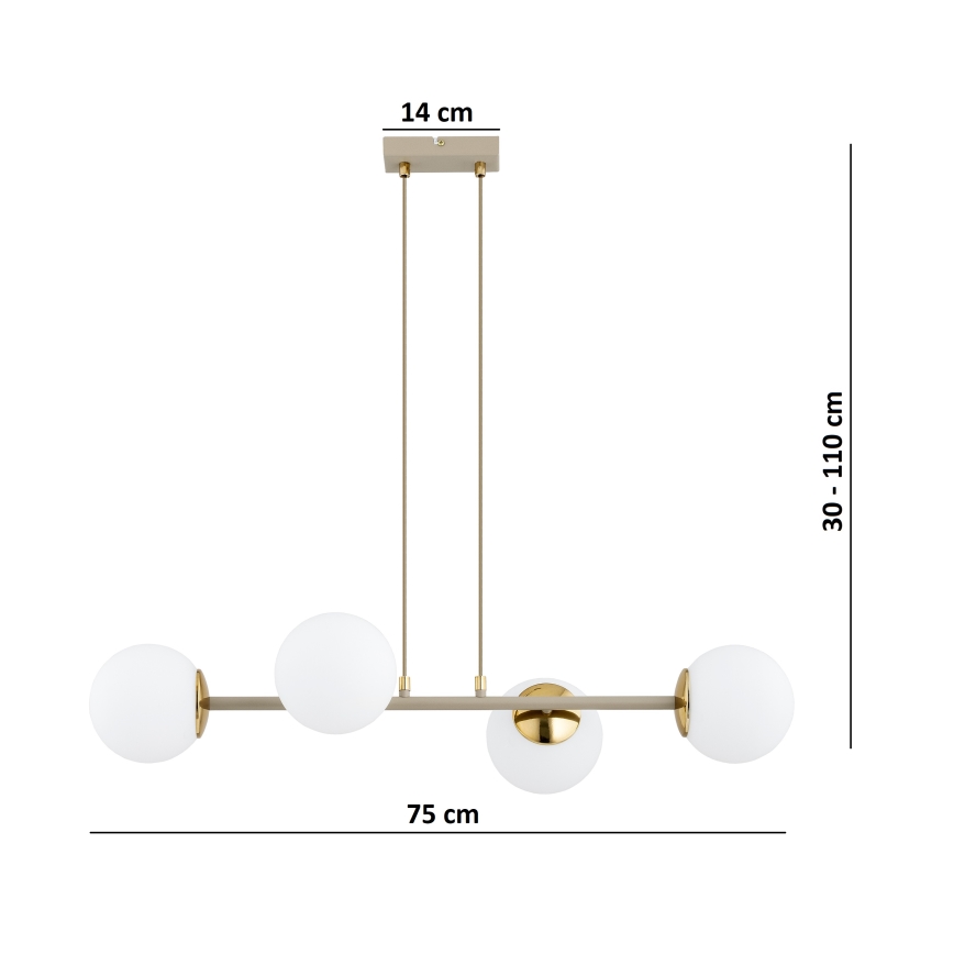 Brilagi - Lustră pe cablu MILO ECRU 4xE27/60W/230V bej/auriu
