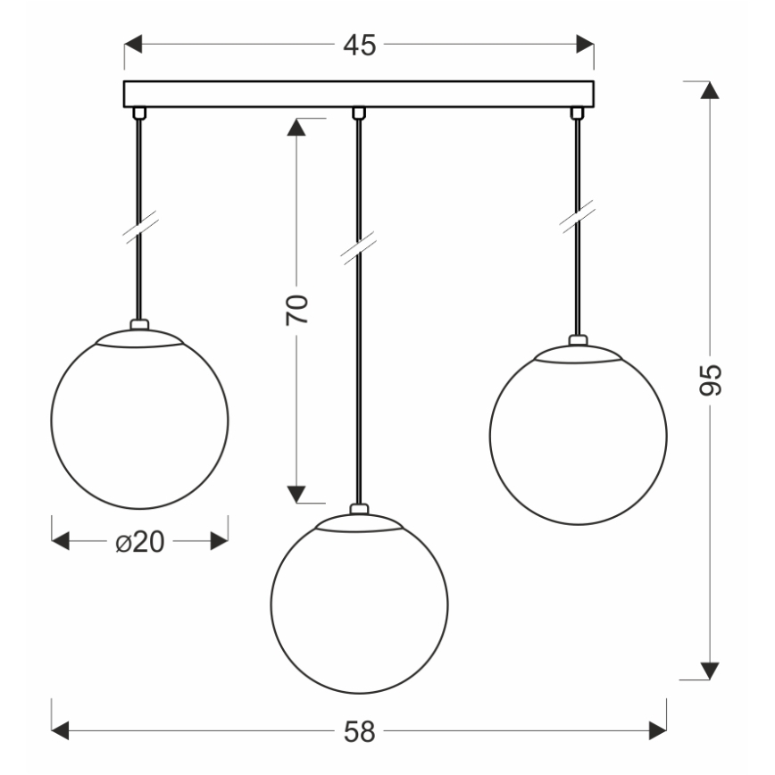 BRILAGI - Lustra pe cablu POLOS 3xE27/40W/230V neagră