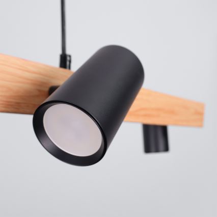 Brilagi - Lustră pe cablu SELE 6xGU10/30W/230V negru/decor stejar
