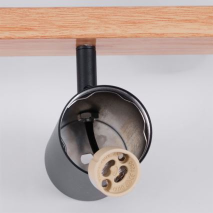 Brilagi - Lustră pe cablu SELE 6xGU10/30W/230V negru/decor stejar