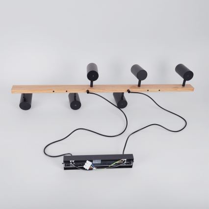 Brilagi - Lustră pe cablu SELE 6xGU10/30W/230V negru/decor stejar