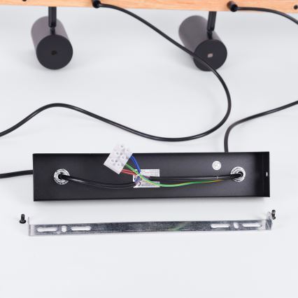 Brilagi - Lustră pe cablu SELE 6xGU10/30W/230V negru/decor stejar