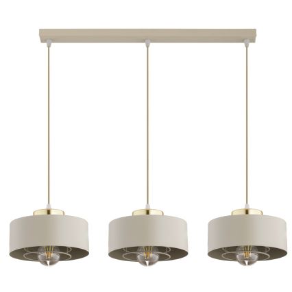 Brilagi - Lustră pe cablu SPRING 3xE27/60W/230V bej/auriu