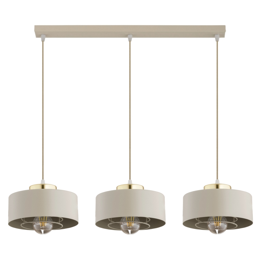 Brilagi - Lustră pe cablu SPRING 3xE27/60W/230V bej/auriu