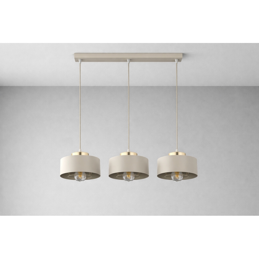 Brilagi - Lustră pe cablu SPRING 3xE27/60W/230V bej/auriu