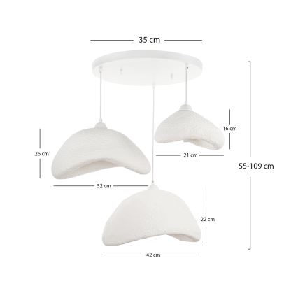 Brilagi - Lustra pe cablu WABI SABI 3xE27/40W/230V diam. 82 cm albă
