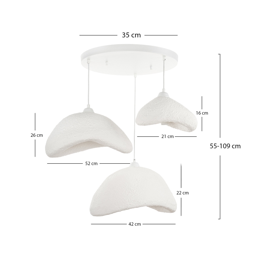 Brilagi - Lustra pe cablu WABI SABI 3xE27/40W/230V diam. 82 cm albă