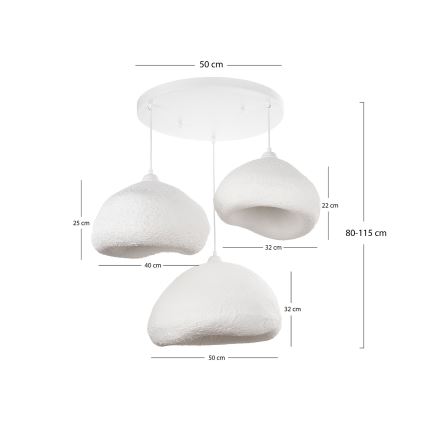 Brilagi - Lustră pe cablu WABI SABI 3xE27/40W/230V Ø 82 cm alb