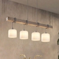 BRILAGI - Lustră pe cablu WOOD GLASS 4xE27/60W/230V pin/gri/alb
