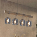BRILAGI - Lustră pe cablu WOOD GLASS 4xE27/60W/230V pin/gri/gri fumuriu