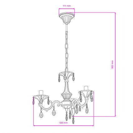BRILAGI - Lustră pe lanț CLASSIC 3xE14/10W/230V crem/patină