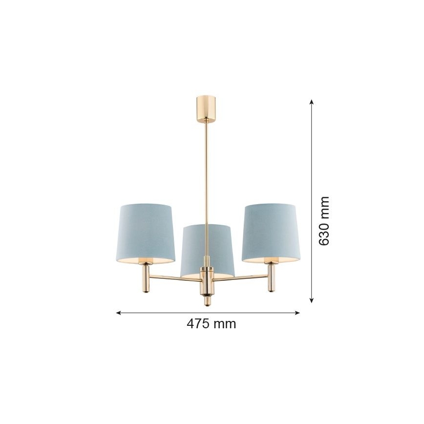 Brilagi - Lustră pe tijă MONTE 3xE27/15W/230V albastru/auriu