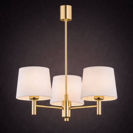 Brilagi - Lustră pe tijă MONTE 3xE27/15W/230V crem/auriu