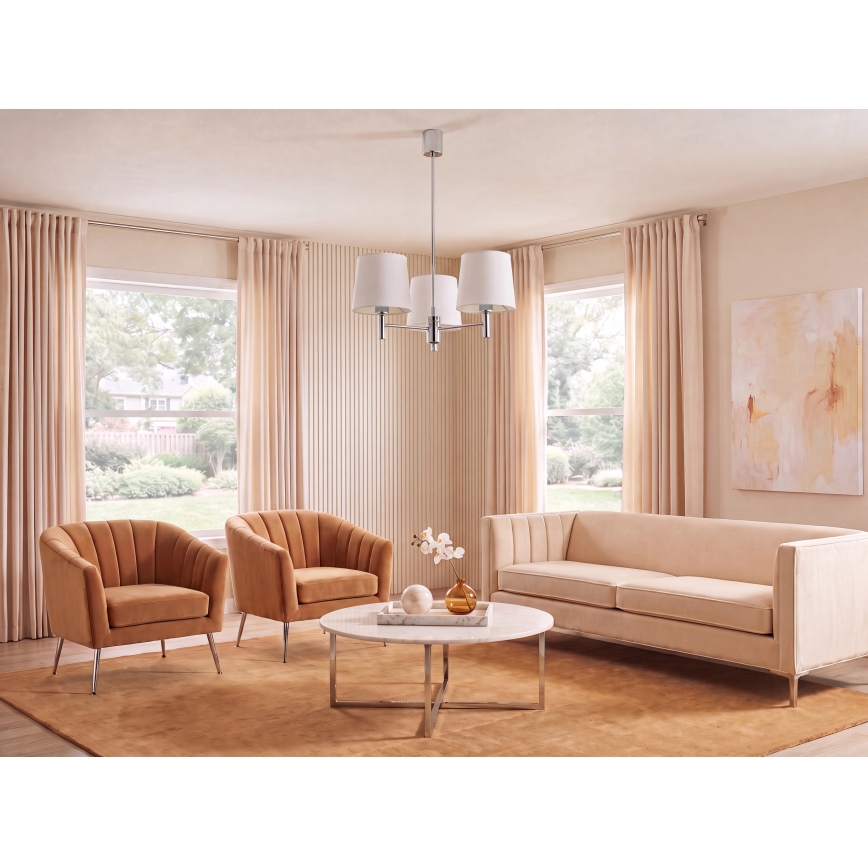 Brilagi - Lustră pe tijă MONTE 3xE27/15W/230V crem/crom lucios