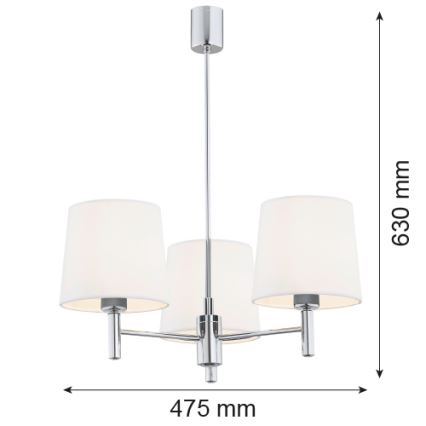 Brilagi - Lustră pe tijă MONTE 3xE27/15W/230V crem/crom lucios