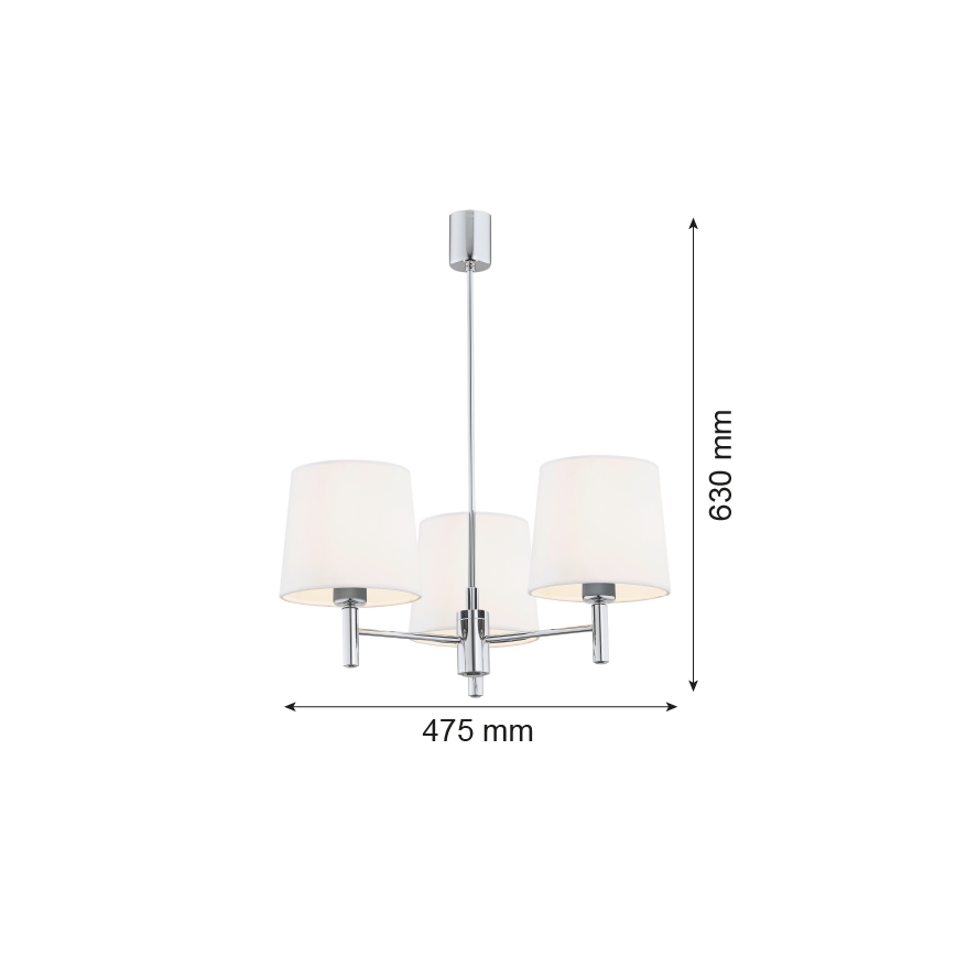 Brilagi - Lustră pe tijă MONTE 3xE27/15W/230V crem/crom lucios