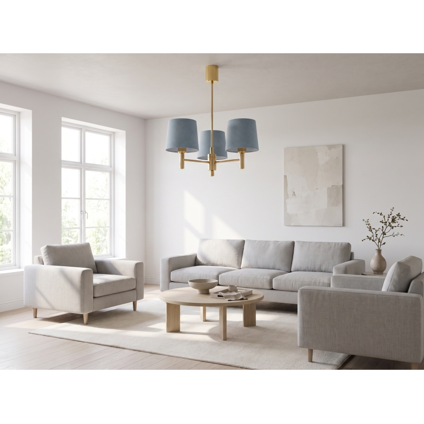 Brilagi - Lustră pe tijă MONTE 3xE27/60W/230V albastru/auriu