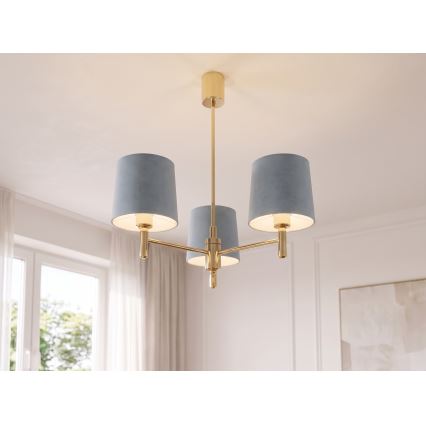 Brilagi - Lustră pe tijă MONTE 3xE27/60W/230V albastru/auriu