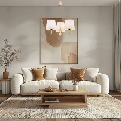 Brilagi - Lustră pe tijă MONTE 3xE27/60W/230V crem/auriu