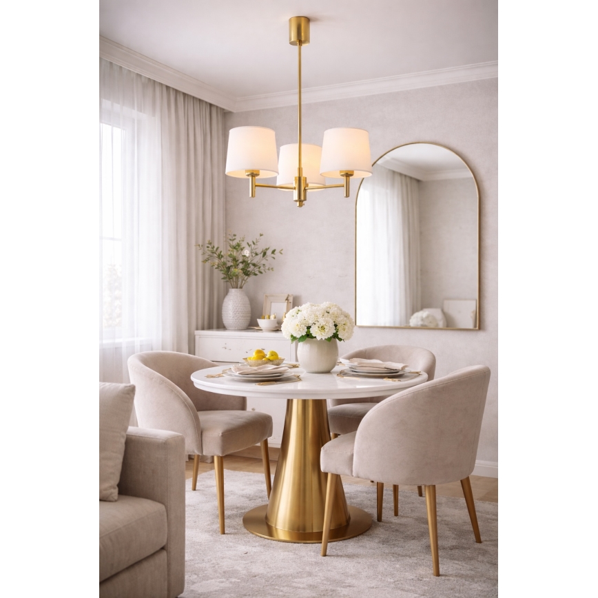 Brilagi - Lustră pe tijă MONTE 3xE27/60W/230V crem/auriu