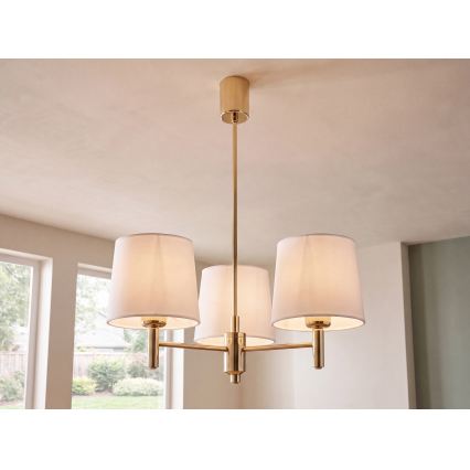 Brilagi - Lustră pe tijă MONTE 3xE27/60W/230V crem/auriu