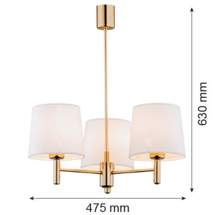 Brilagi - Lustră pe tijă MONTE 3xE27/60W/230V crem/auriu