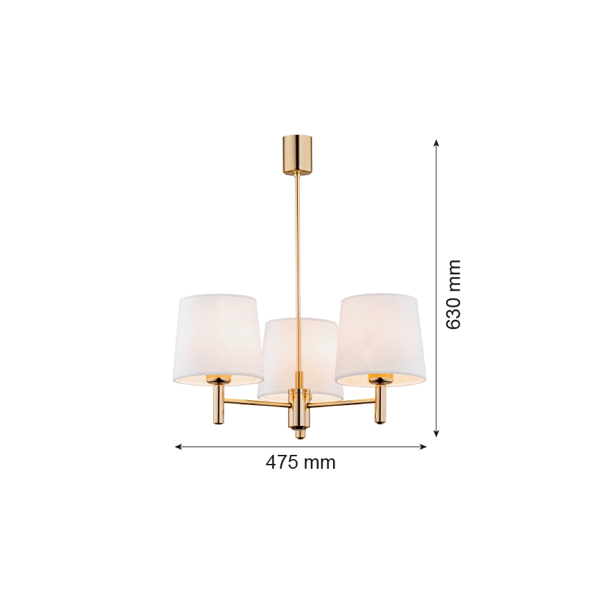 Brilagi - Lustră pe tijă MONTE 3xE27/60W/230V crem/auriu
