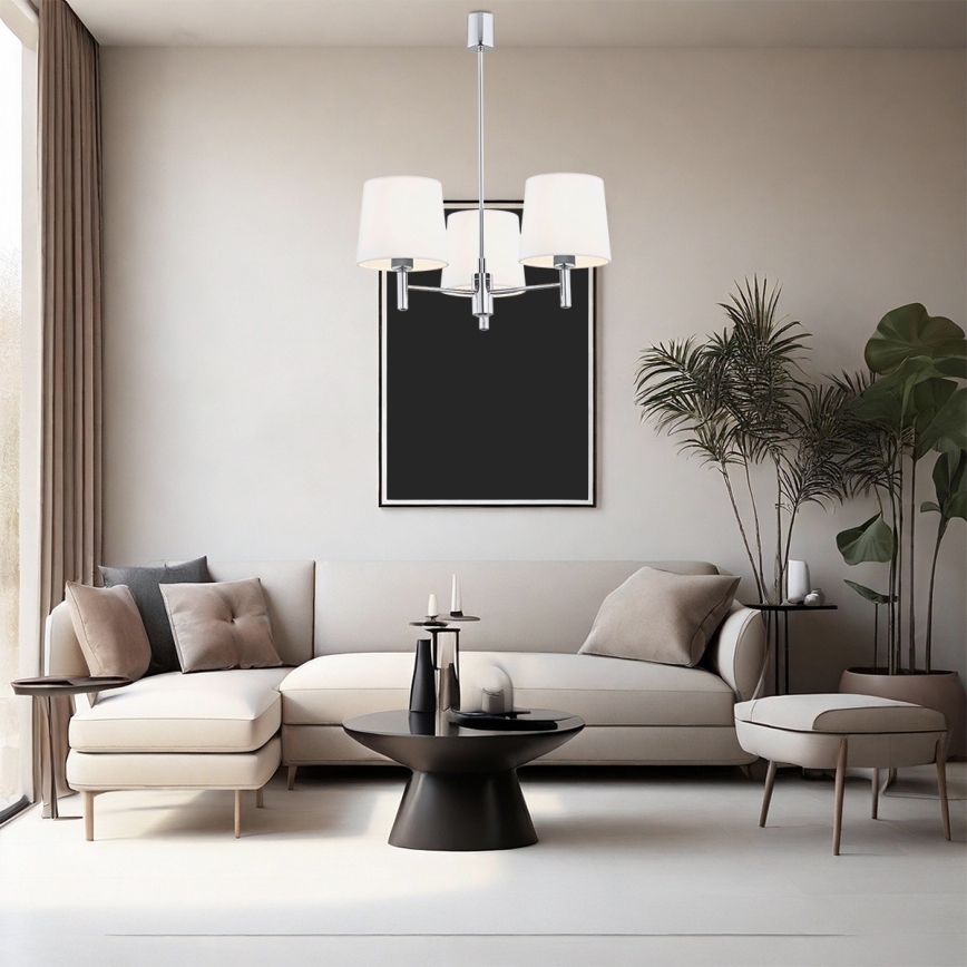 Brilagi - Lustră pe tijă MONTE 3xE27/60W/230V crem/crom lucios