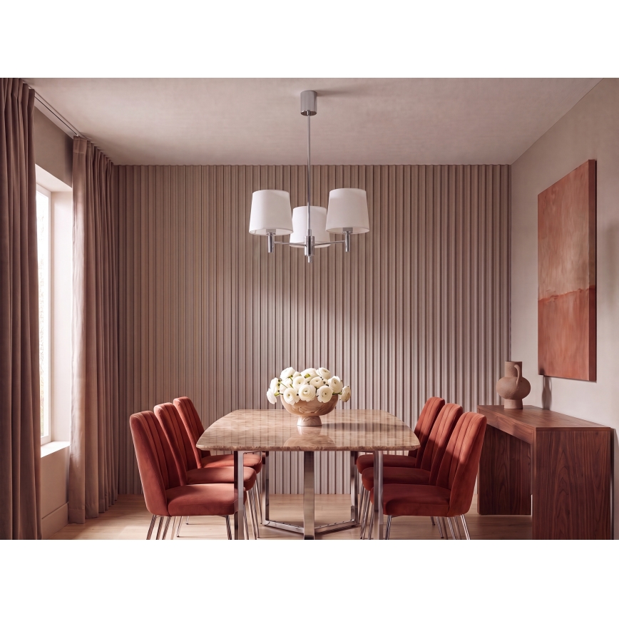 Brilagi - Lustră pe tijă MONTE 3xE27/60W/230V crem/crom lucios