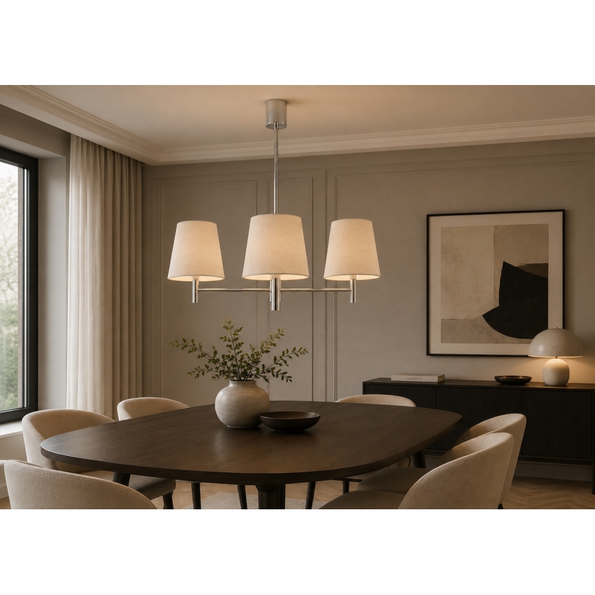 Brilagi - Lustră pe tijă MONTE 3xE27/60W/230V crem/crom lucios