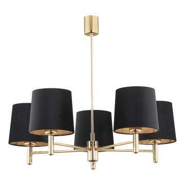 Brilagi - Lustră pe tijă MONTE 5xE27/15W/230V negru/auriu