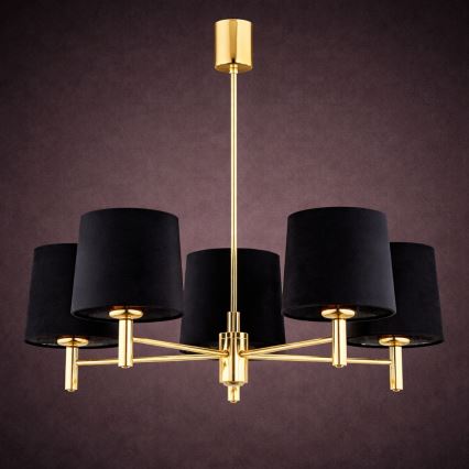 Brilagi - Lustră pe tijă MONTE 5xE27/15W/230V negru/auriu