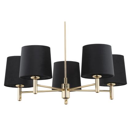 Brilagi - Lustră pe tijă MONTE 5xE27/15W/230V negru/auriu