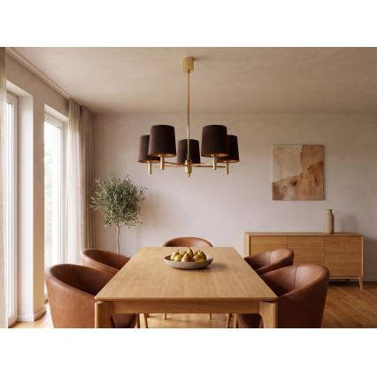 Brilagi - Lustră pe tijă MONTE 5xE27/60W/230V maro/auriu