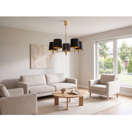 Brilagi - Lustră pe tijă MONTE 5xE27/60W/230V negru/auriu