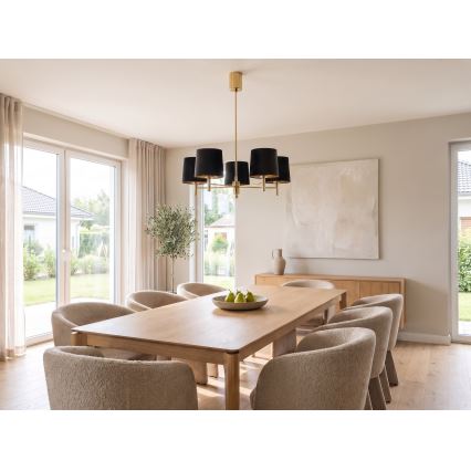 Brilagi - Lustră pe tijă MONTE 5xE27/60W/230V negru/auriu