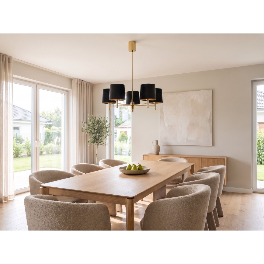 Brilagi - Lustră pe tijă MONTE 5xE27/60W/230V negru/auriu