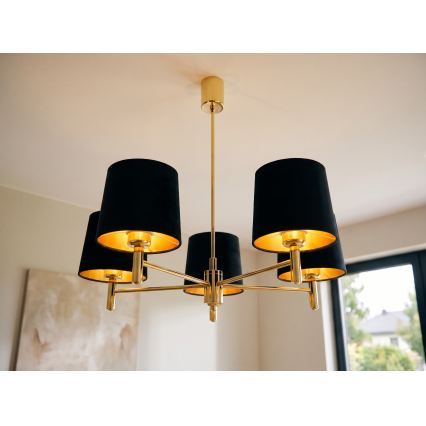 Brilagi - Lustră pe tijă MONTE 5xE27/60W/230V negru/auriu