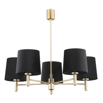 Brilagi - Lustră pe tijă MONTE 5xE27/60W/230V negru/auriu