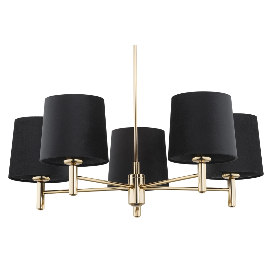 Brilagi - Lustră pe tijă MONTE 5xE27/60W/230V negru/auriu
