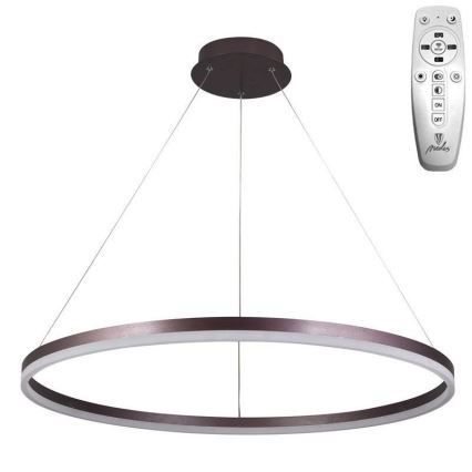 Brilagi - Lustră LED reglabilă suspendată pe cablu CIRCLE LED/55W/230V 3000-6500K Ø 80 cm maro + telecomandă
