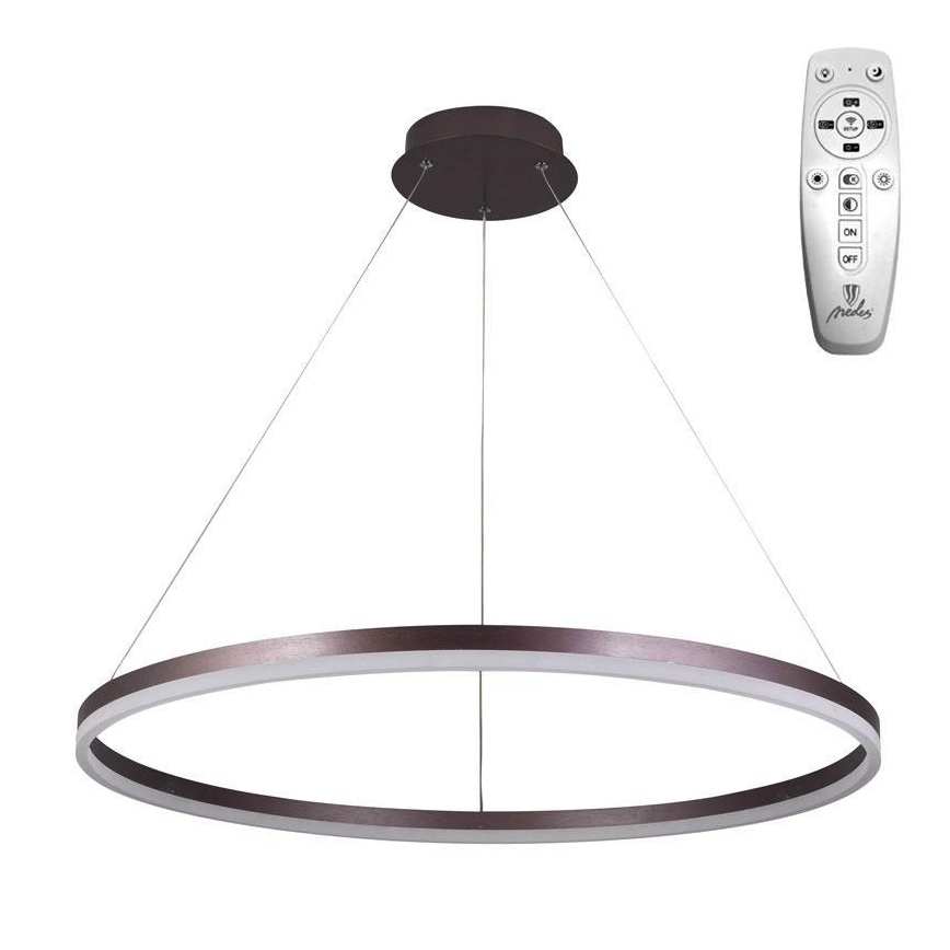 Brilagi - Lustră LED reglabilă suspendată pe cablu CIRCLE LED/55W/230V 3000-6500K Ø 80 cm maro + telecomandă