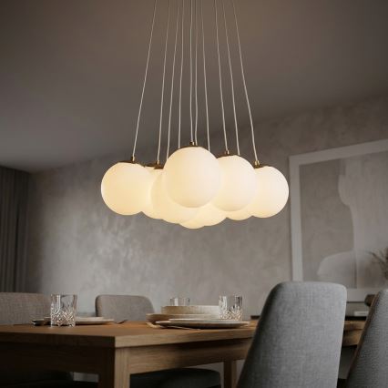 Brilagi - Lustră suspendată cu cablu GLOBE 10xE14/15W/230V albă