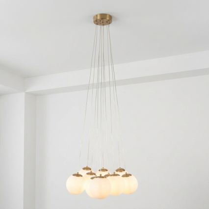 Brilagi - Lustră suspendată cu cablu GLOBE 10xE14/15W/230V albă