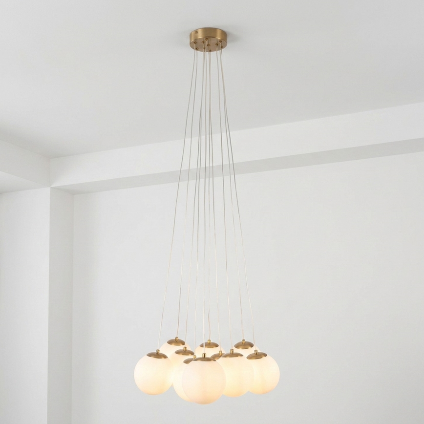 Brilagi - Lustră suspendată cu cablu GLOBE 10xE14/15W/230V albă