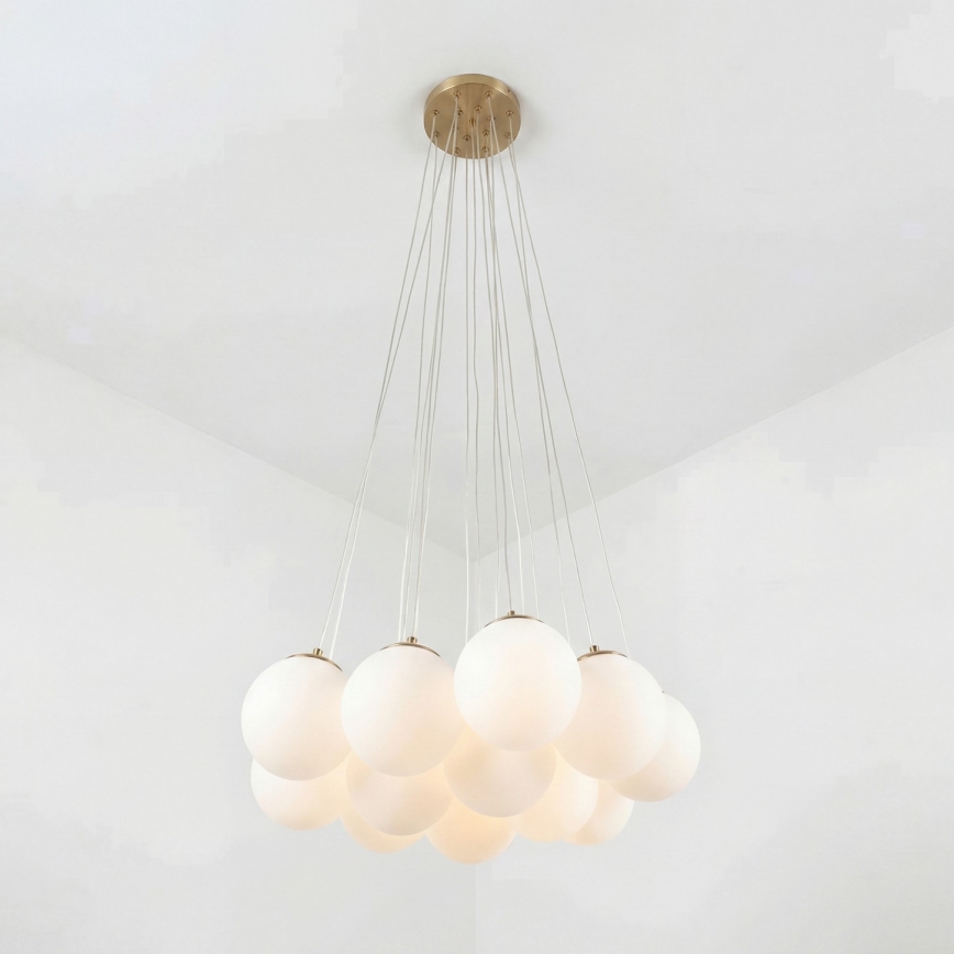Brilagi - Lustră suspendată cu cablu GLOBE 15xE14/15W/230V albă