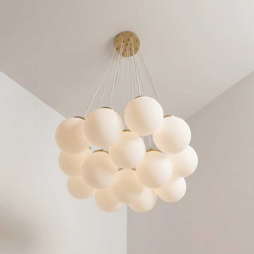 Brilagi - Lustră suspendată cu cablu GLOBE 15xE14/15W/230V albă